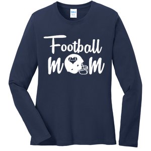 Football Mom Heart Cute Helmet Ladies Long Sleeve Shirt