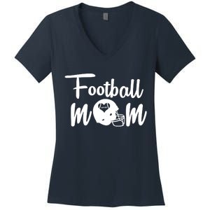 Football Mom Heart Cute Helmet Women's V-Neck T-Shirt