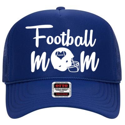 Football Mom Heart Cute Helmet High Crown Mesh Back Trucker Hat