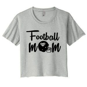 Football Mom Heart Cute Helmet Women's Crop Top Tee