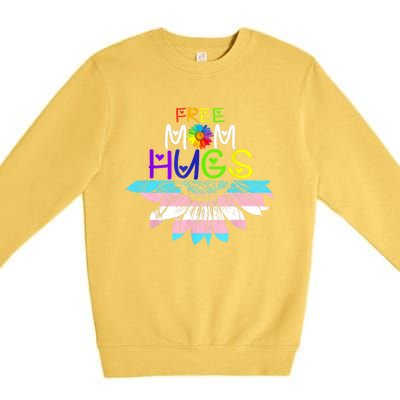 Free Mom Hugs Lgbt Lgbtq Pride Rainbow Sunflower Great Gift Premium Crewneck Sweatshirt