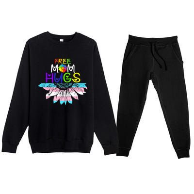 Free Mom Hugs Lgbt Lgbtq Pride Rainbow Sunflower Great Gift Premium Crewneck Sweatsuit Set