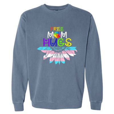 Free Mom Hugs Lgbt Lgbtq Pride Rainbow Sunflower Great Gift Garment-Dyed Sweatshirt