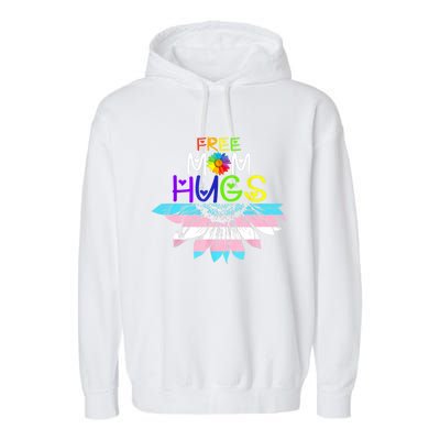 Free Mom Hugs Lgbt Lgbtq Pride Rainbow Sunflower Great Gift Garment-Dyed Fleece Hoodie