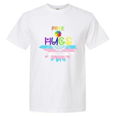 Free Mom Hugs Lgbt Lgbtq Pride Rainbow Sunflower Great Gift Garment-Dyed Heavyweight T-Shirt