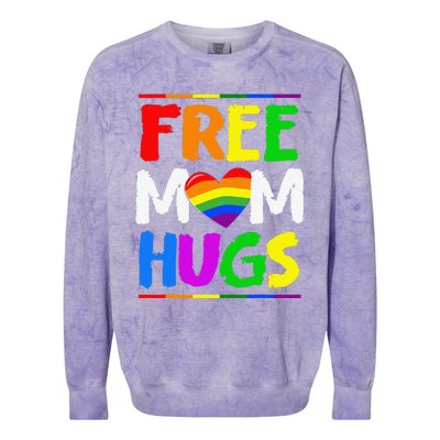 Free Mom Hugs LGBT LGBTQ Pride Month Rainbow Mom Support Colorblast Crewneck Sweatshirt