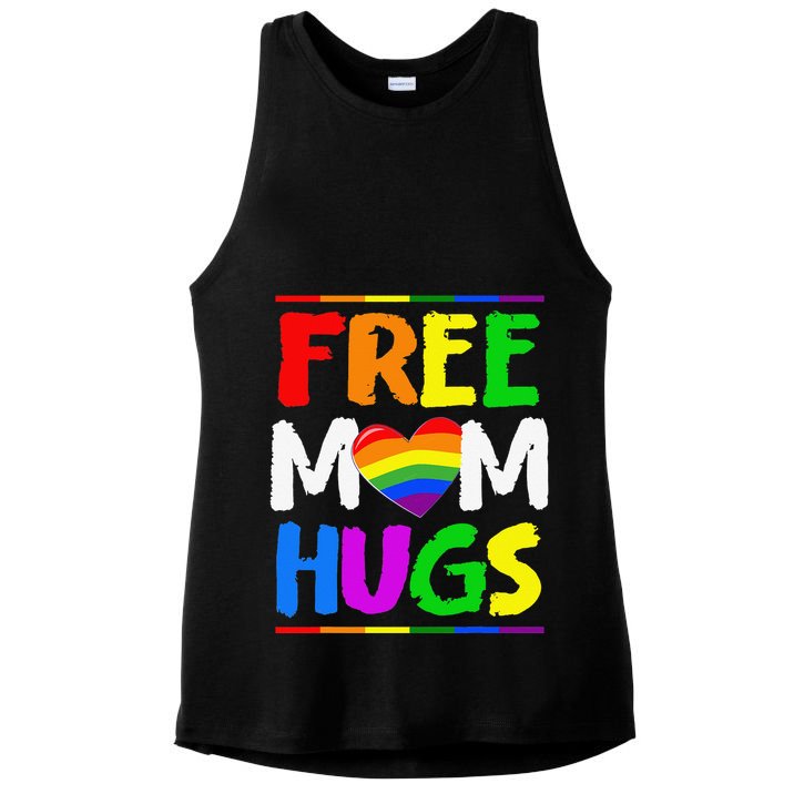 Free Mom Hugs LGBT LGBTQ Pride Month Rainbow Mom Support Ladies PosiCharge Tri-Blend Wicking Tank