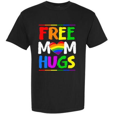 Free Mom Hugs LGBT LGBTQ Pride Month Rainbow Mom Support Garment-Dyed Heavyweight T-Shirt