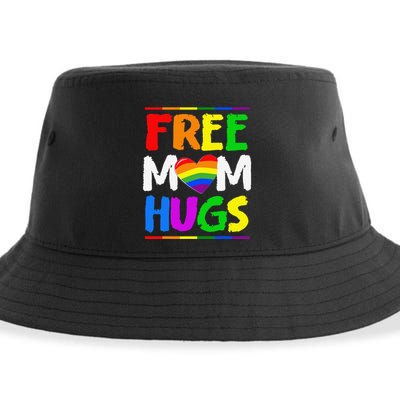 Free Mom Hugs LGBT LGBTQ Pride Month Rainbow Mom Support Sustainable Bucket Hat