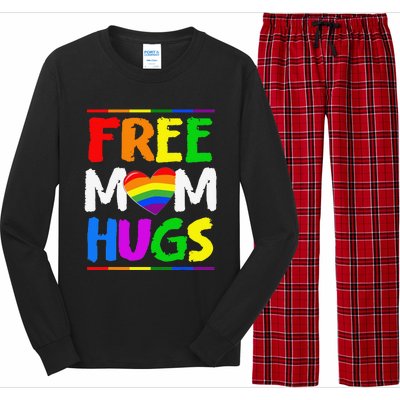 Free Mom Hugs LGBT LGBTQ Pride Month Rainbow Mom Support Long Sleeve Pajama Set