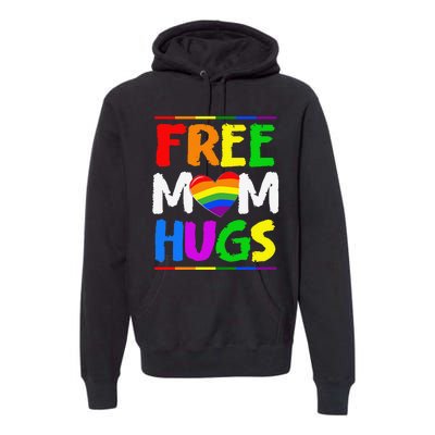 Free Mom Hugs LGBT LGBTQ Pride Month Rainbow Mom Support Premium Hoodie