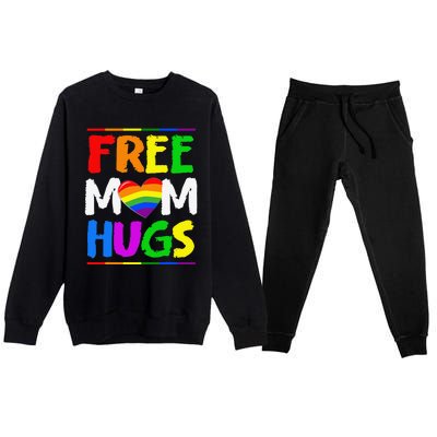 Free Mom Hugs LGBT LGBTQ Pride Month Rainbow Mom Support Premium Crewneck Sweatsuit Set