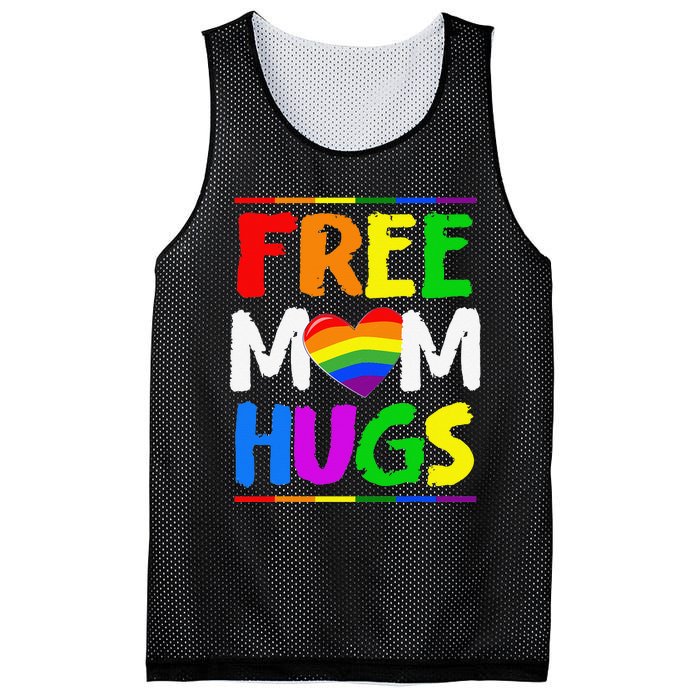 Free Mom Hugs LGBT LGBTQ Pride Month Rainbow Mom Support Mesh Reversible Basketball Jersey Tank