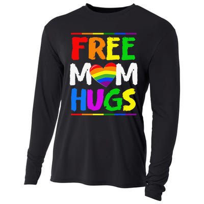 Free Mom Hugs LGBT LGBTQ Pride Month Rainbow Mom Support Cooling Performance Long Sleeve Crew