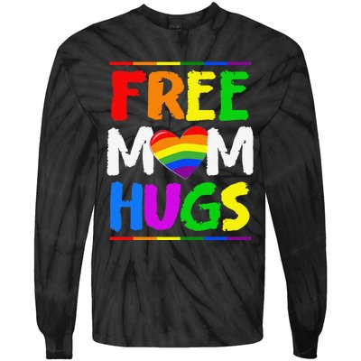 Free Mom Hugs LGBT LGBTQ Pride Month Rainbow Mom Support Tie-Dye Long Sleeve Shirt