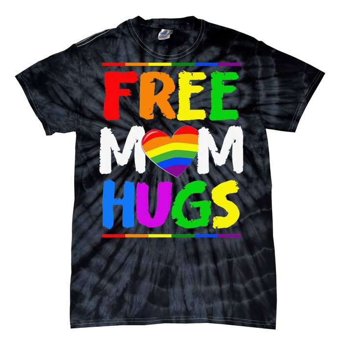 Free Mom Hugs LGBT LGBTQ Pride Month Rainbow Mom Support Tie-Dye T-Shirt