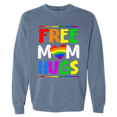 Free Mom Hugs LGBT LGBTQ Pride Month Rainbow Mom Support Garment-Dyed Sweatshirt