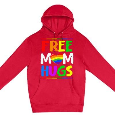 Free Mom Hugs LGBT LGBTQ Pride Month Rainbow Mom Support Premium Pullover Hoodie