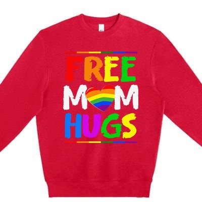 Free Mom Hugs LGBT LGBTQ Pride Month Rainbow Mom Support Premium Crewneck Sweatshirt