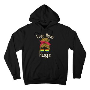 Free Mom Hugs Messy Bun LGBT Pride Rainbow Hoodie