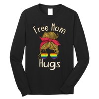 Free Mom Hugs Messy Bun LGBT Pride Rainbow Long Sleeve Shirt