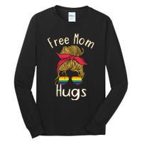 Free Mom Hugs Messy Bun LGBT Pride Rainbow Tall Long Sleeve T-Shirt