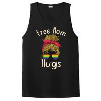 Free Mom Hugs Messy Bun LGBT Pride Rainbow PosiCharge Competitor Tank