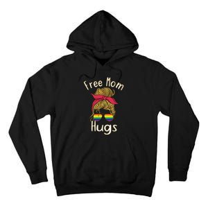 Free Mom Hugs Messy Bun LGBT Pride Rainbow Tall Hoodie