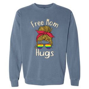 Free Mom Hugs Messy Bun LGBT Pride Rainbow Garment-Dyed Sweatshirt