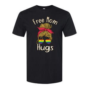 Free Mom Hugs Messy Bun LGBT Pride Rainbow Softstyle CVC T-Shirt