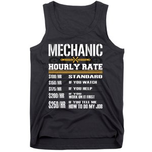 Funny Mechanic Hourly Rate Labor Rates Car Worker Tank Top