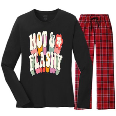 Funny Menopause hot flashes gift for Hot and Flashy Women's Long Sleeve Flannel Pajama Set 