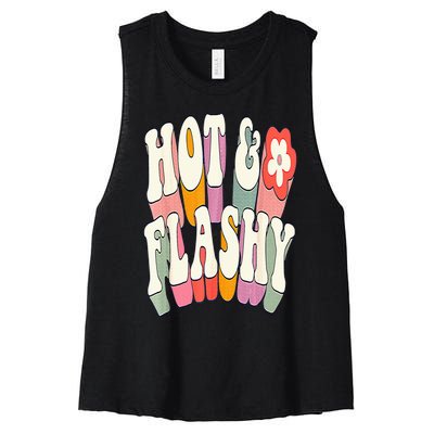 Funny Menopause hot flashes gift for Hot and Flashy Women's Racerback Cropped Tank