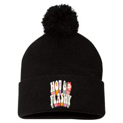 Funny Menopause hot flashes gift for Hot and Flashy Pom Pom 12in Knit Beanie