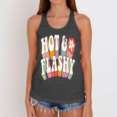 Funny Menopause hot flashes gift for Hot and Flashy Women's Knotted Racerback Tank