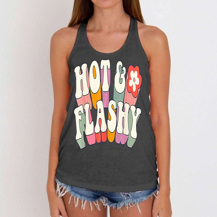 Funny Menopause hot flashes gift for Hot and Flashy Women's Knotted Racerback Tank