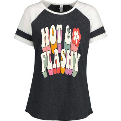 Funny Menopause hot flashes gift for Hot and Flashy Enza Ladies Jersey Colorblock Tee