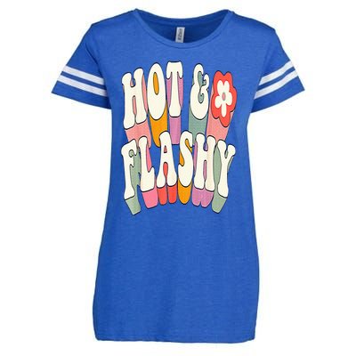 Funny Menopause hot flashes gift for Hot and Flashy Enza Ladies Jersey Football T-Shirt