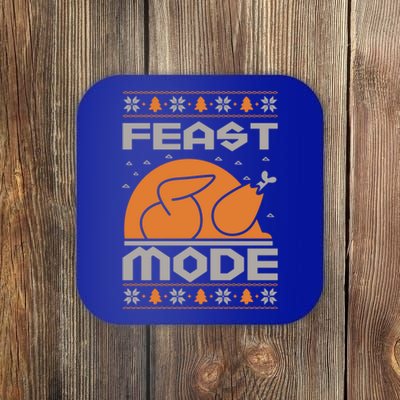 Feast Mode Holiday Thanksgiving Turkey Day Pilgrim Design Gift Coaster