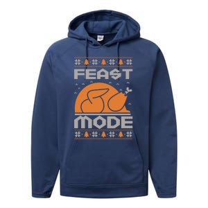 Feast Mode Holiday Thanksgiving Turkey Day Pilgrim Design Gift Performance Fleece Hoodie