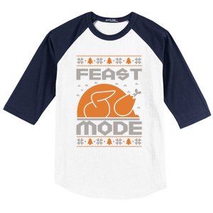 Feast Mode Holiday Thanksgiving Turkey Day Pilgrim Design Gift Baseball Sleeve Shirt