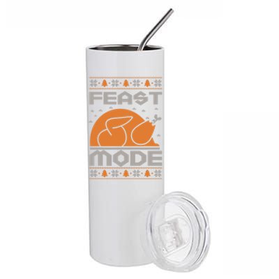 Feast Mode Holiday Thanksgiving Turkey Day Pilgrim Design Gift Stainless Steel Tumbler