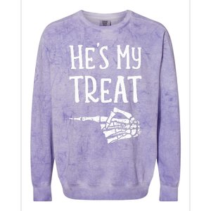 Funny matching he's my treat couples costume halloween hers Colorblast Crewneck Sweatshirt