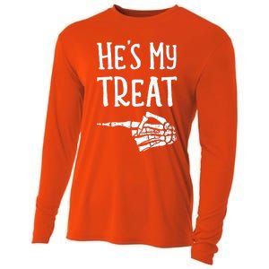 Funny matching he's my treat couples costume halloween hers Cooling Performance Long Sleeve Crew