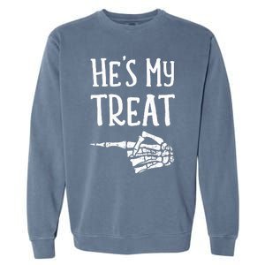 Funny matching he's my treat couples costume halloween hers Garment-Dyed Sweatshirt