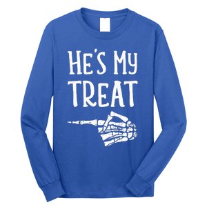 Funny matching he's my treat couples costume halloween hers Long Sleeve Shirt