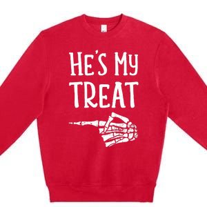 Funny matching he's my treat couples costume halloween hers Premium Crewneck Sweatshirt