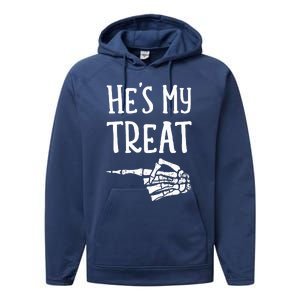 Funny matching he's my treat couples costume halloween hers Performance Fleece Hoodie