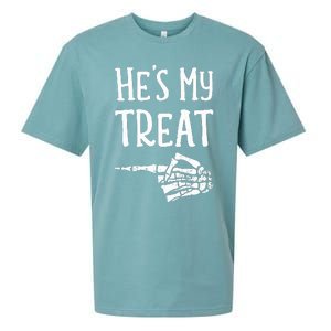 Funny matching he's my treat couples costume halloween hers Sueded Cloud Jersey T-Shirt