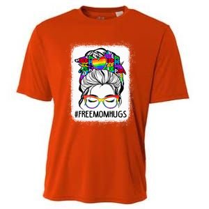 Free Mom Hugs Messy Bun Lgbt Pride Rainbow Gift Cooling Performance Crew T-Shirt